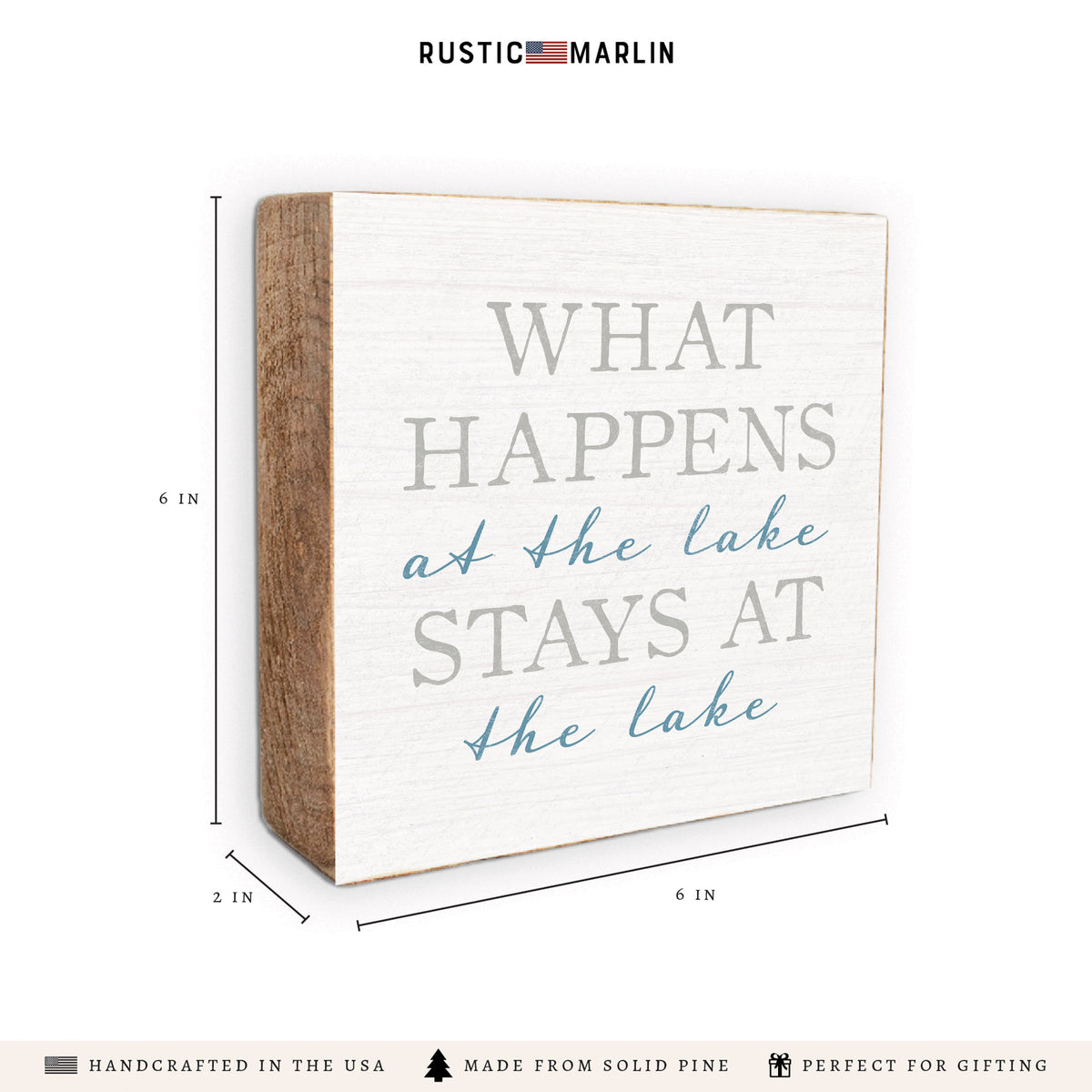 What Happens At The Lake Stays At The Lake Square Block Sign