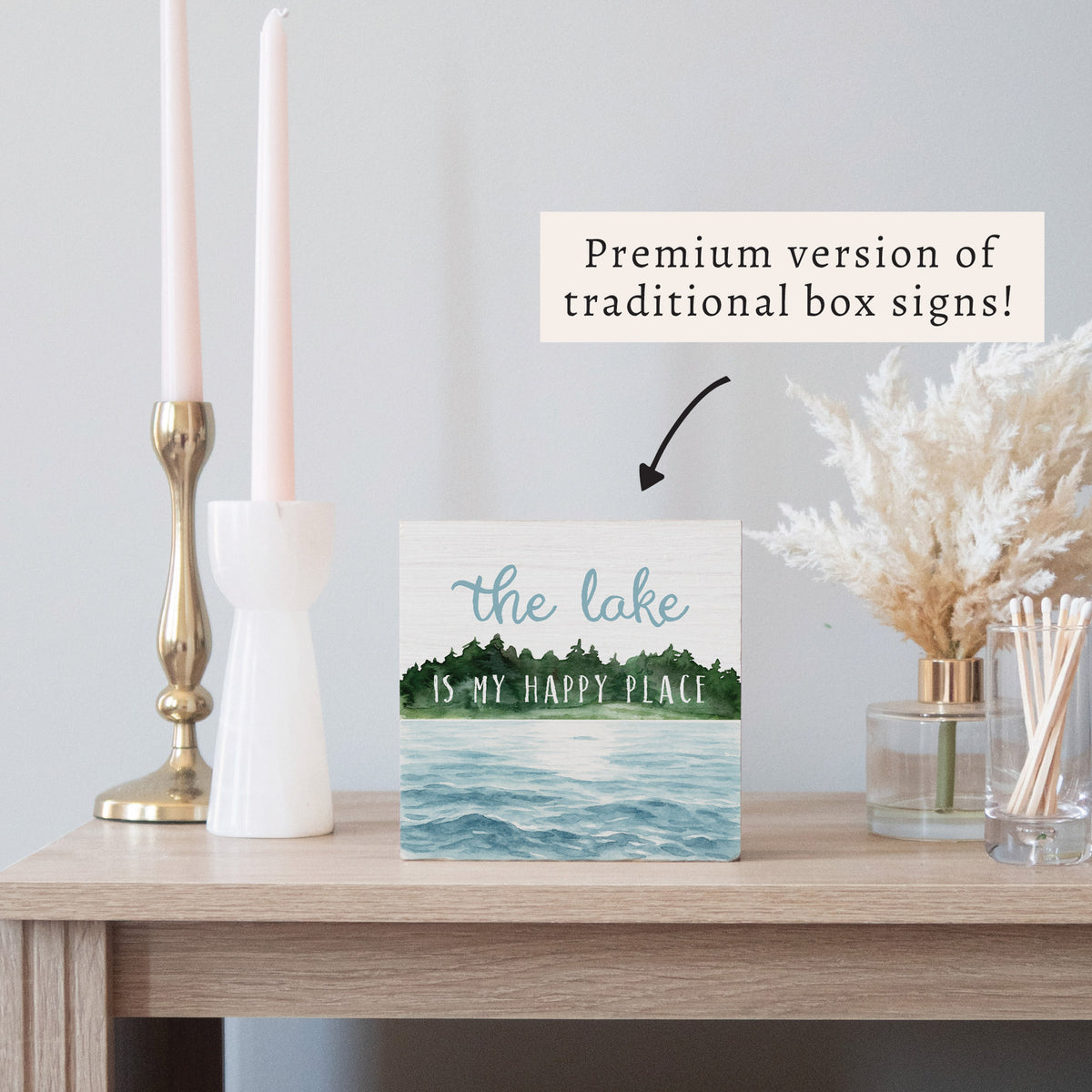The Lake Is My Happy Place Block Sign