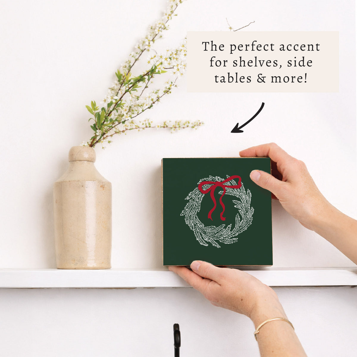 Holiday Wreath Block Sign