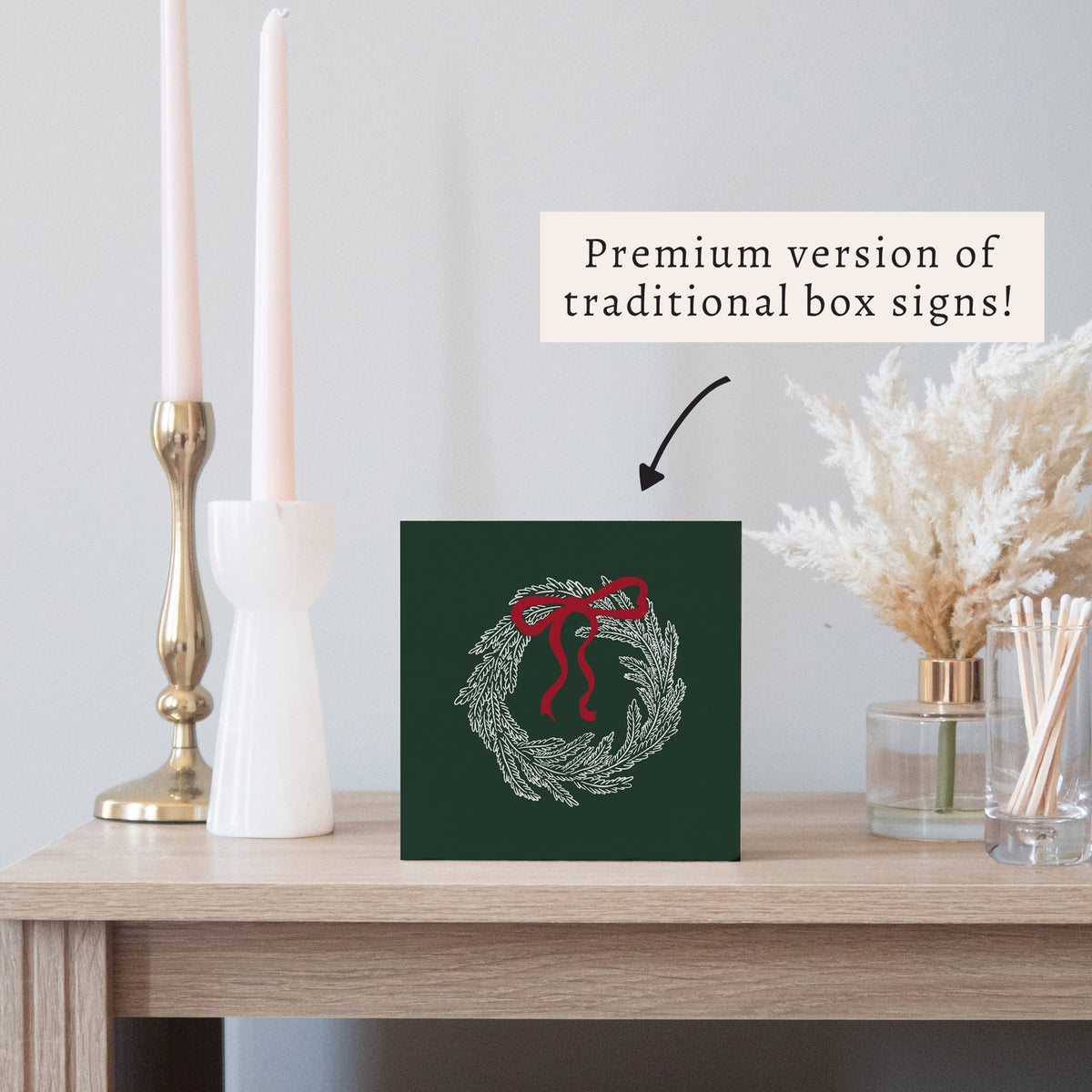 Holiday Wreath Block Sign