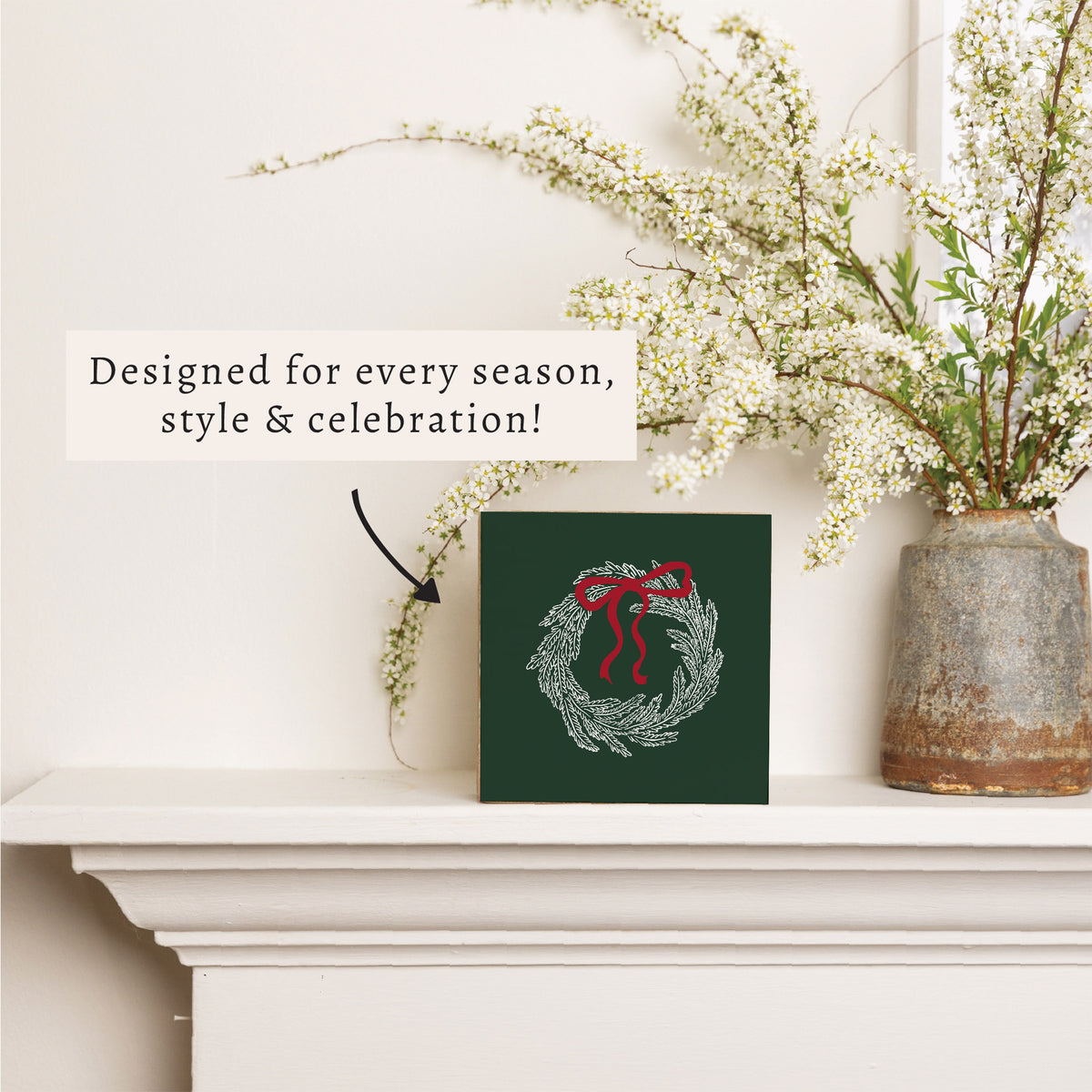 Holiday Wreath Block Sign