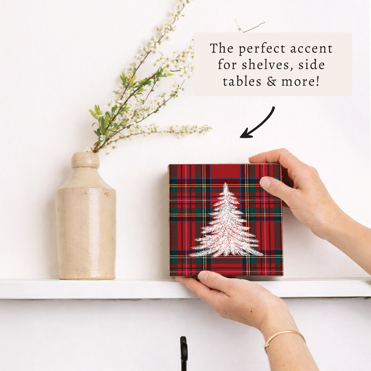 Tartan Christmas Tree Block Sign