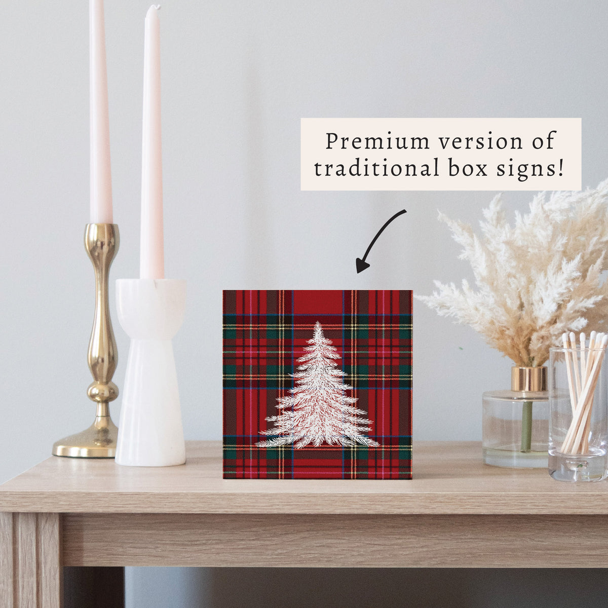 Tartan Christmas Tree Block Sign