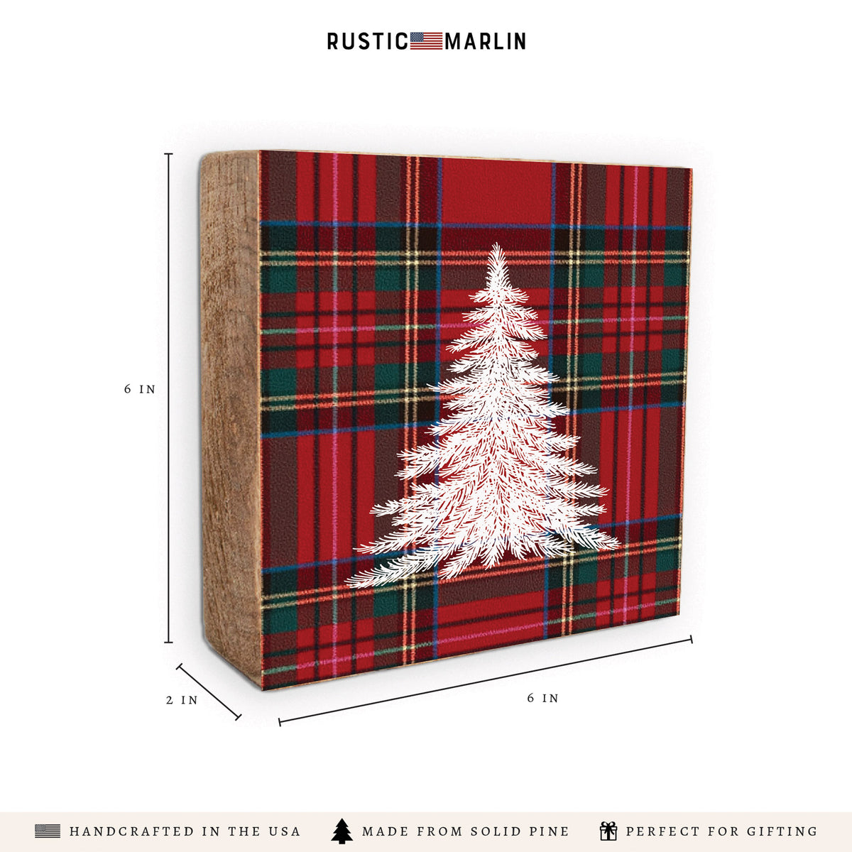 Tartan Christmas Tree Block Sign