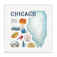 Chicago Illinois State Icons Block Sign