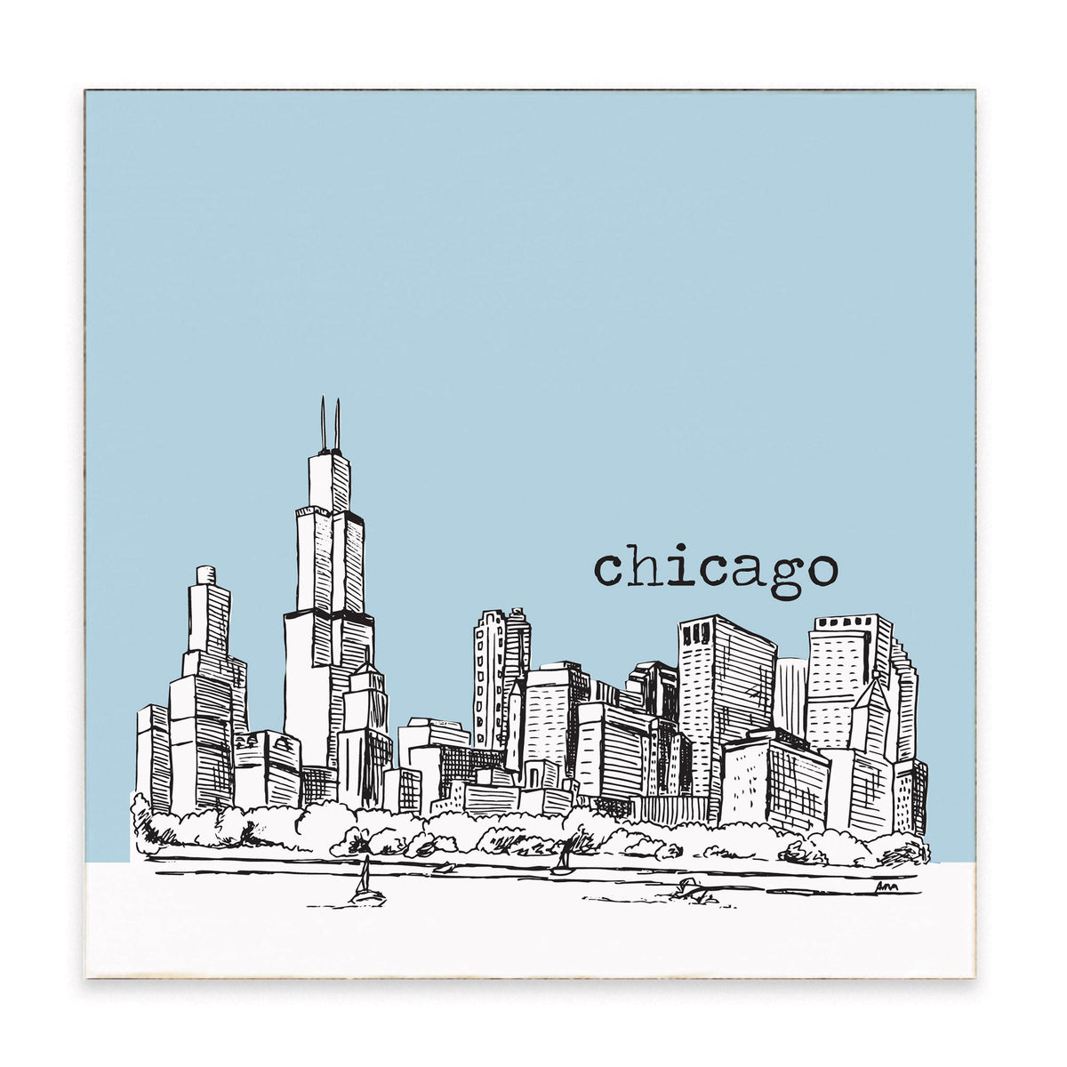 Chicago City Skyline Block Sign