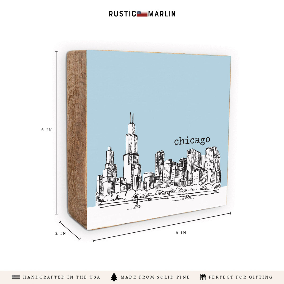 Chicago City Skyline Block Sign