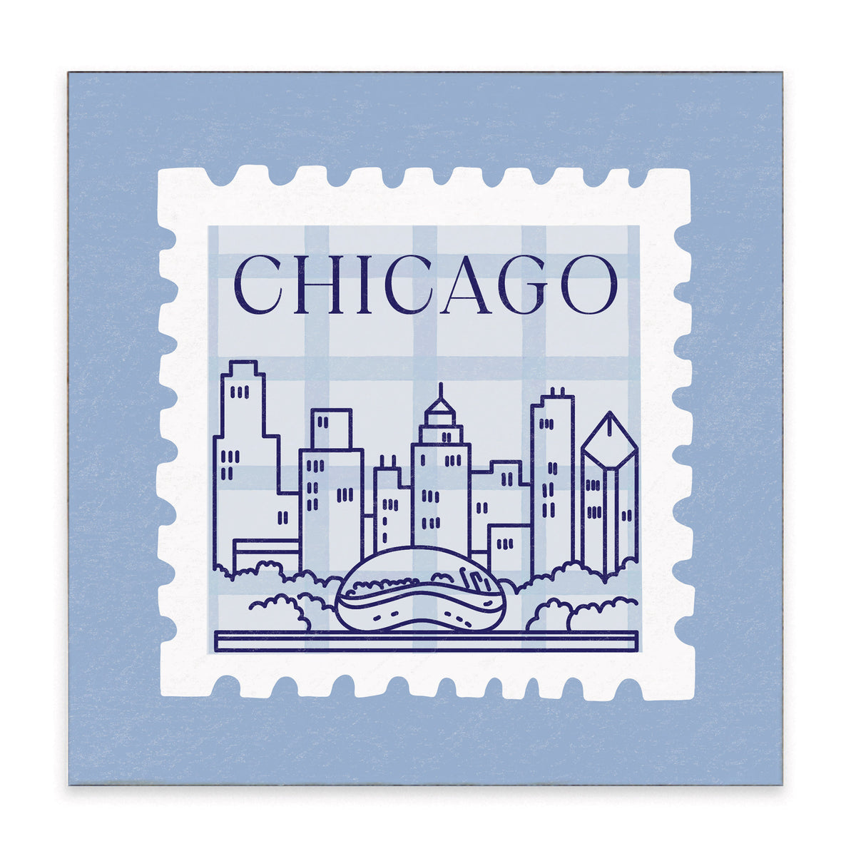 Chicago Stamp Blue Block Sign