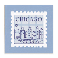 Chicago Stamp Blue Block Sign