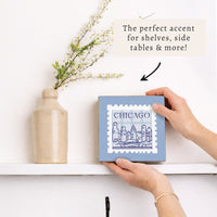 Chicago Stamp Blue Block Sign