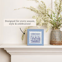 Chicago Stamp Blue Block Sign