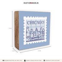 Chicago Stamp Blue Block Sign