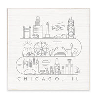Chicago, Illinois Stacked Outline Block Sign