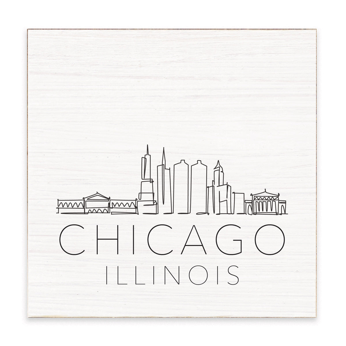 Chicago City Line Art Block Sign