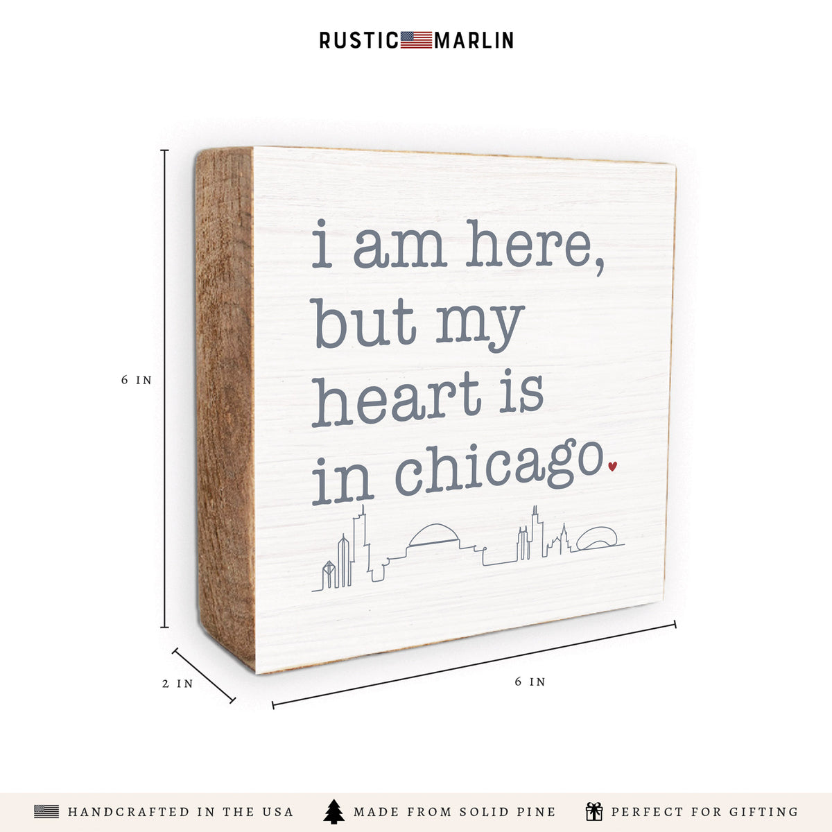 My Heart Is In Chicago Block Sign