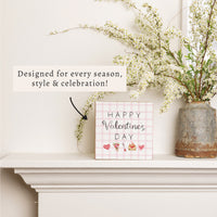 Happy Valentine's Day Gingham Block Sign