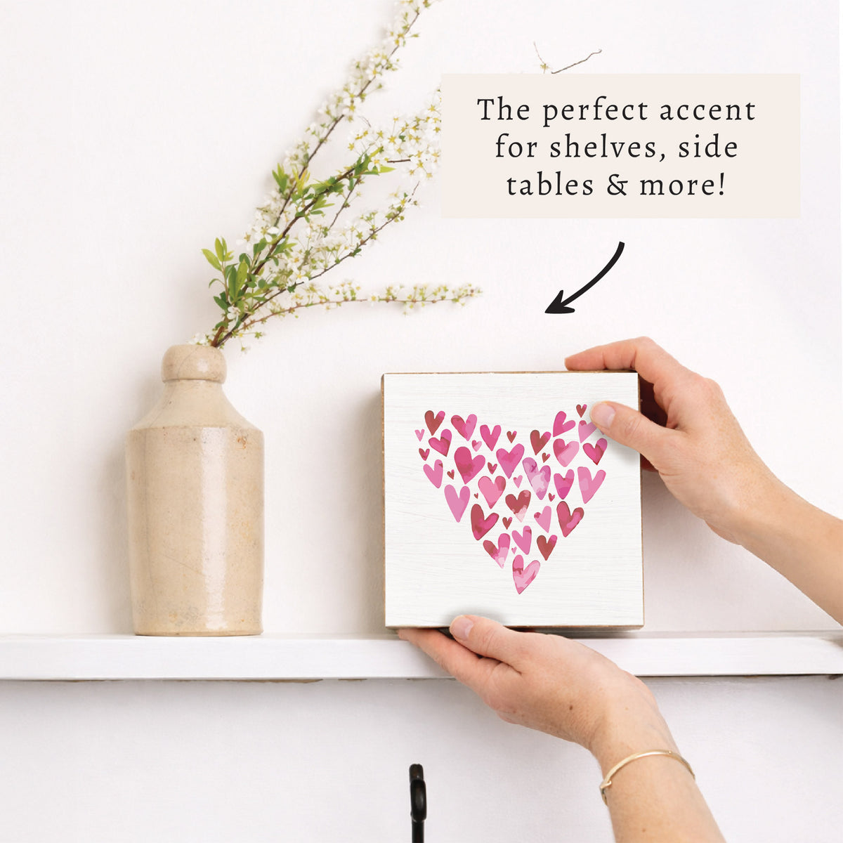 Pink Mosaic Heart Block Sign