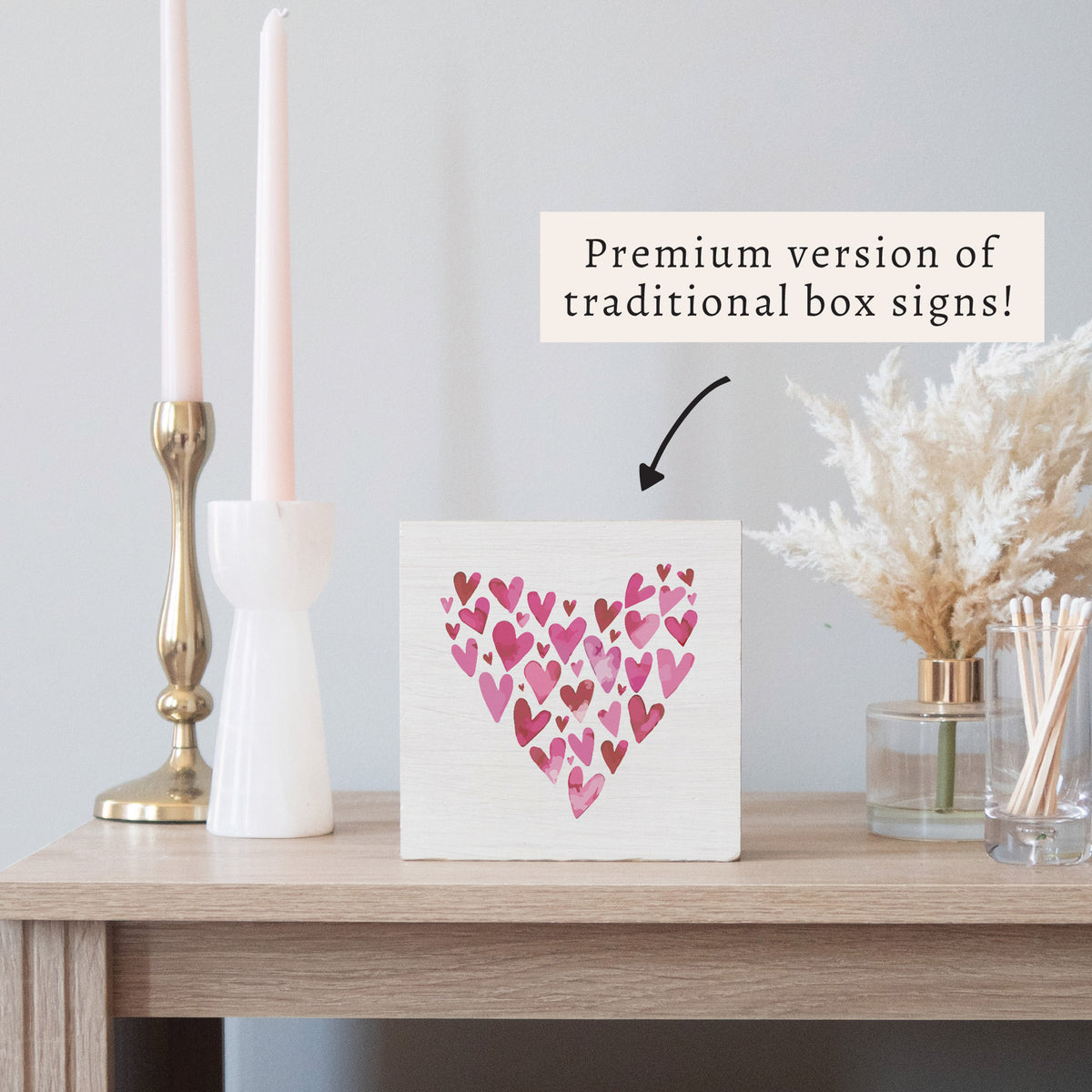 Pink Mosaic Heart Block Sign