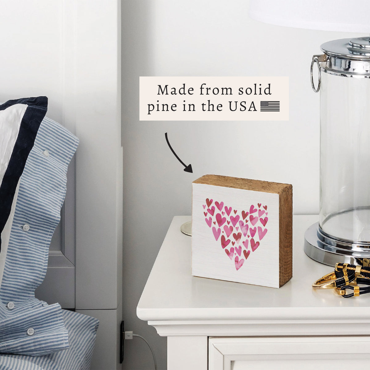 Pink Mosaic Heart Block Sign
