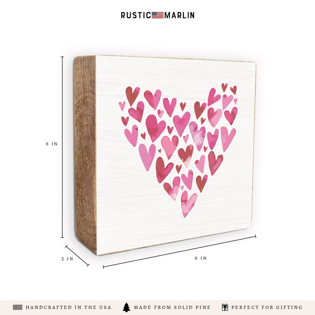 Pink Mosaic Heart Block Sign