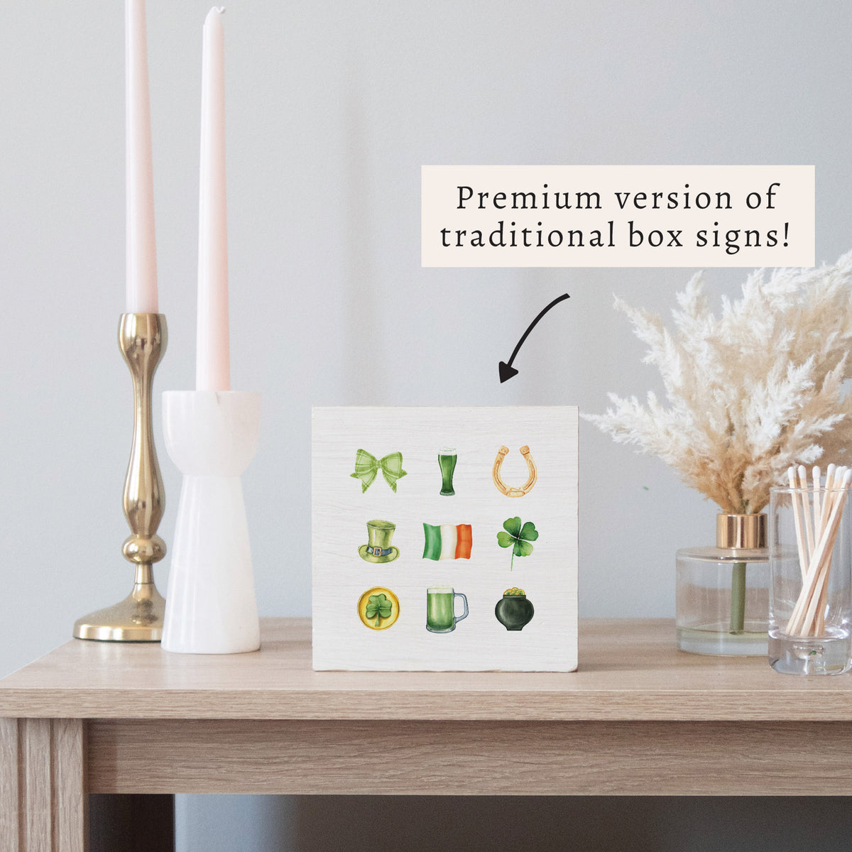St. Patrick’s Day Icons Block Sign