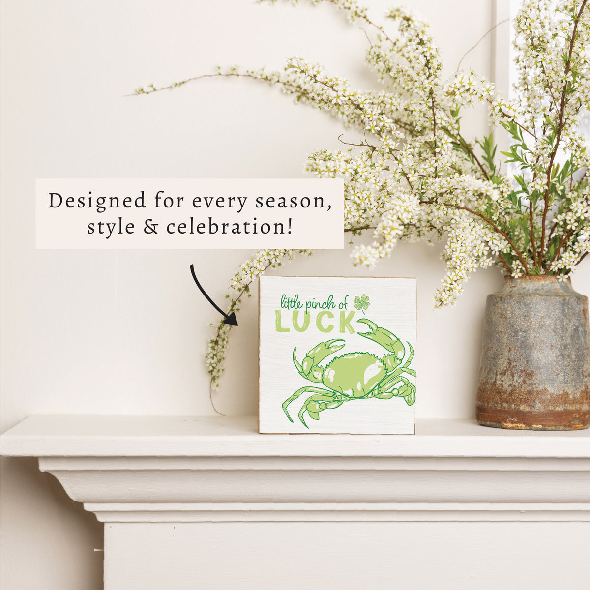 Little Pinch Of Luck Crab Block Sign