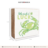 Little Pinch Of Luck Crab Block Sign