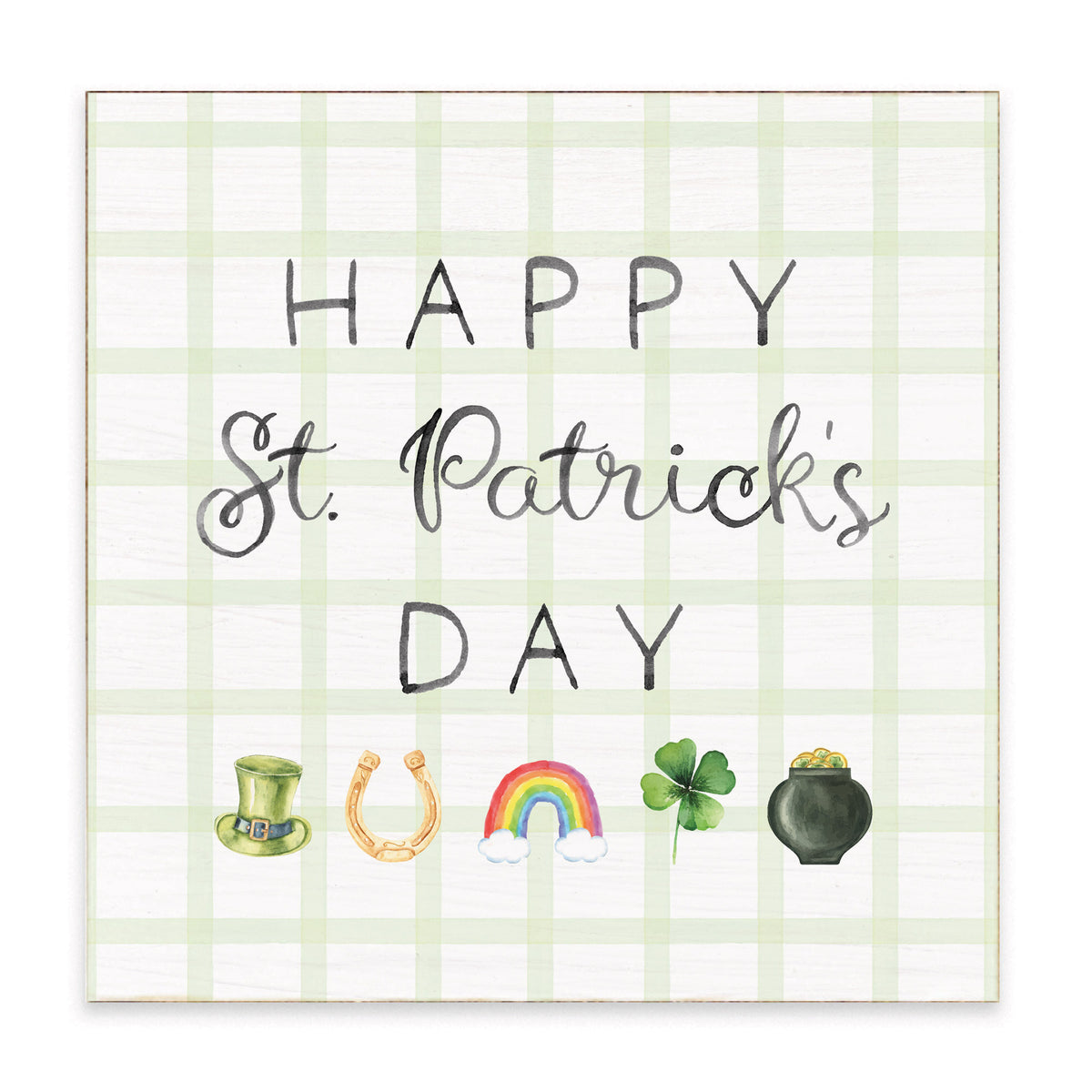 Happy St. Patrick's Day Gingham Block Sign