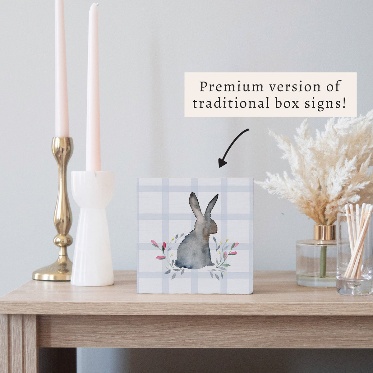Easter Gingham Bunny Block Sign
