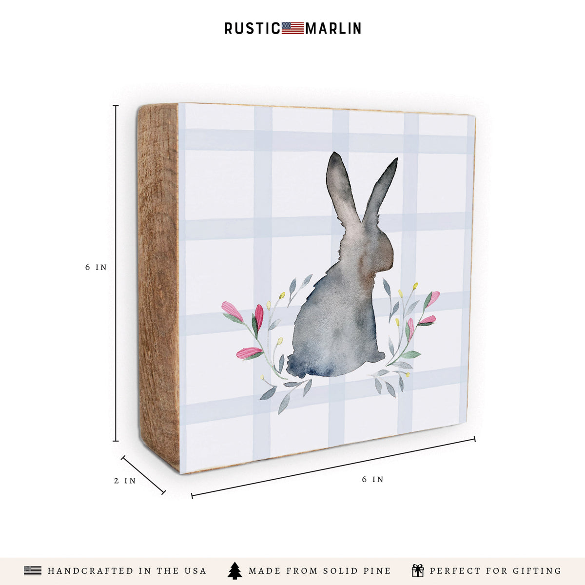 Easter Gingham Bunny Block Sign