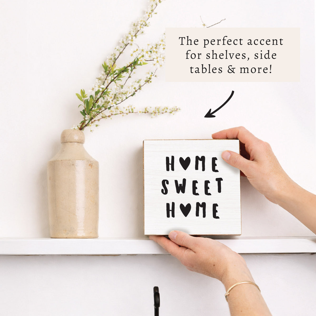 Home Sweet Home Hearts Block Sign