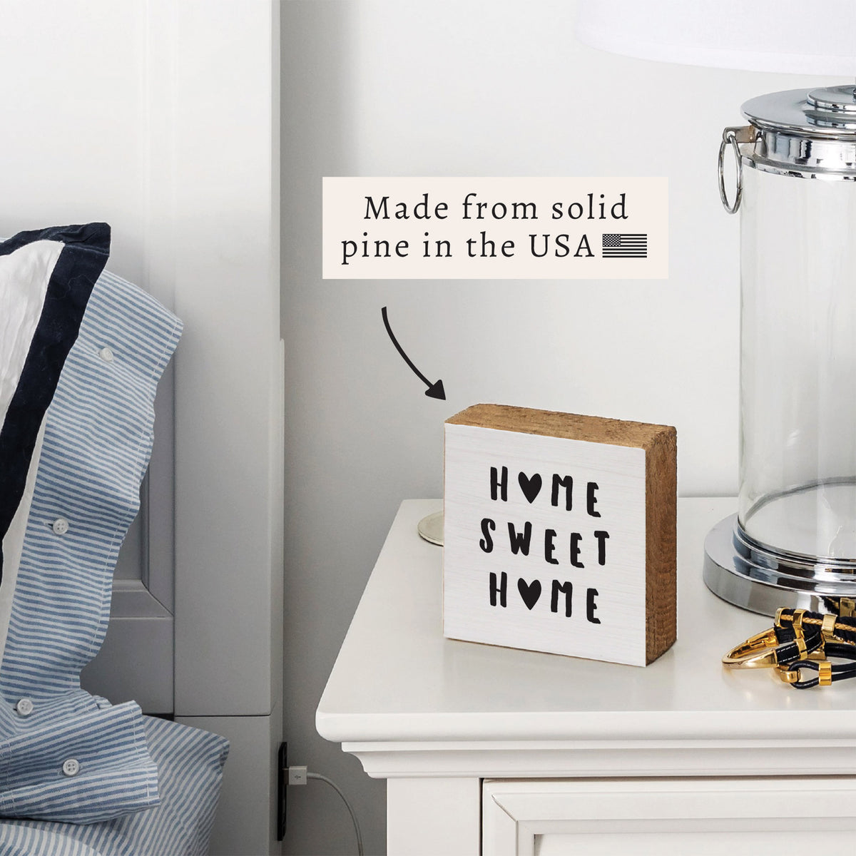 Home Sweet Home Hearts Block Sign