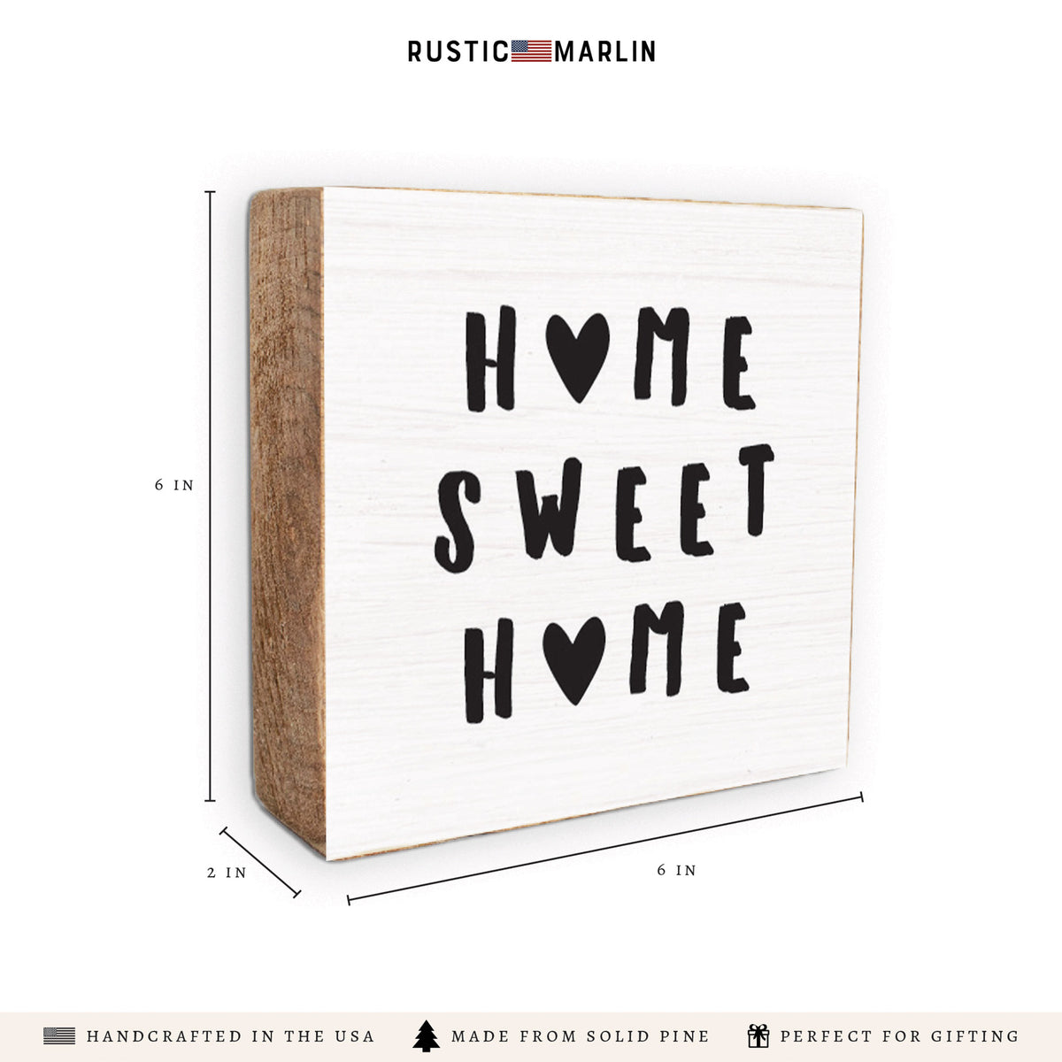 Home Sweet Home Hearts Block Sign