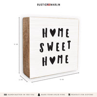 Home Sweet Home Hearts Block Sign