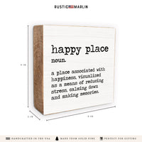 Happy Place Definition Block Sign