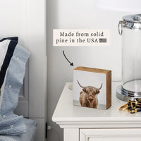 Highland Cow Block Sign