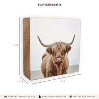 Highland Cow Block Sign