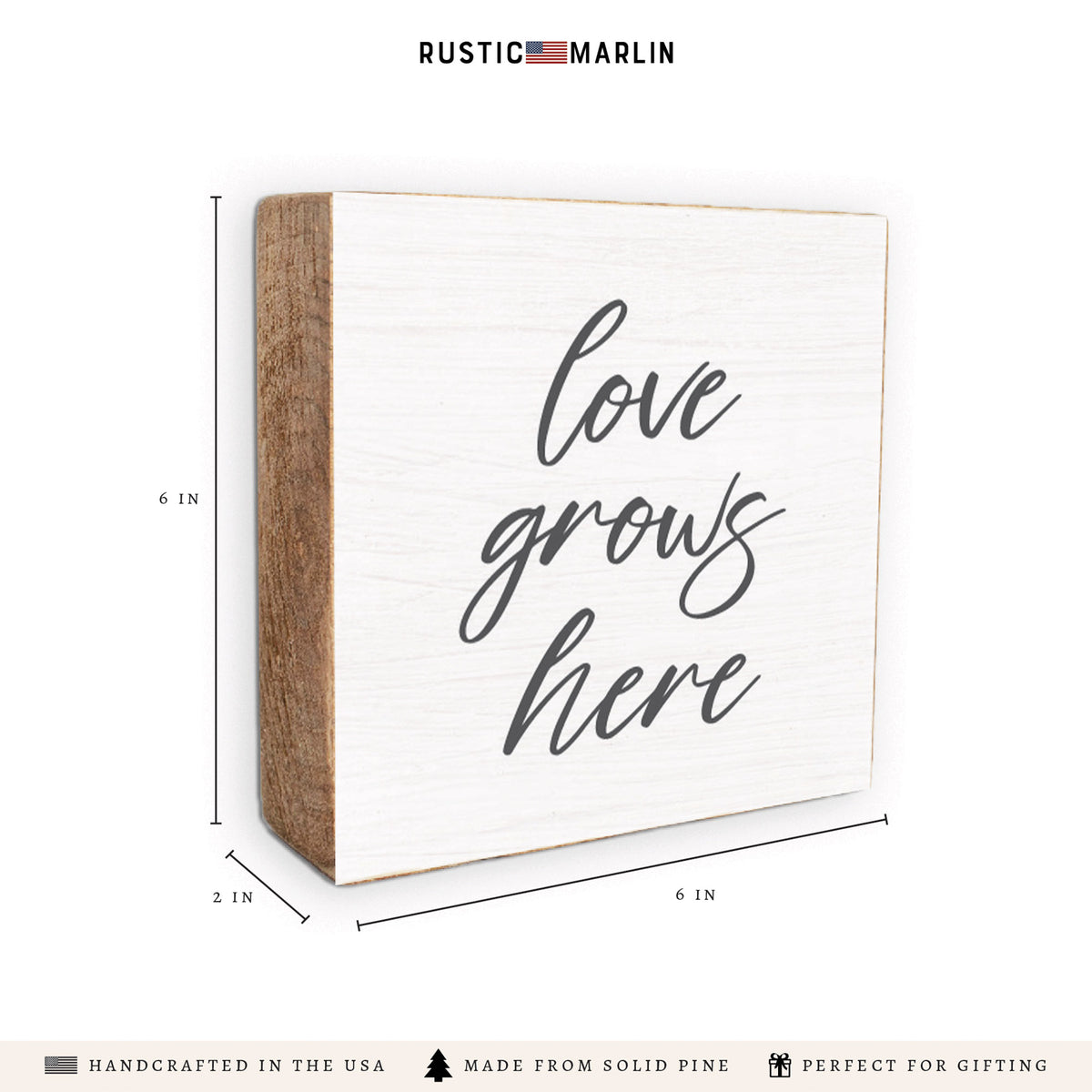 Love Grows Here Block Sign