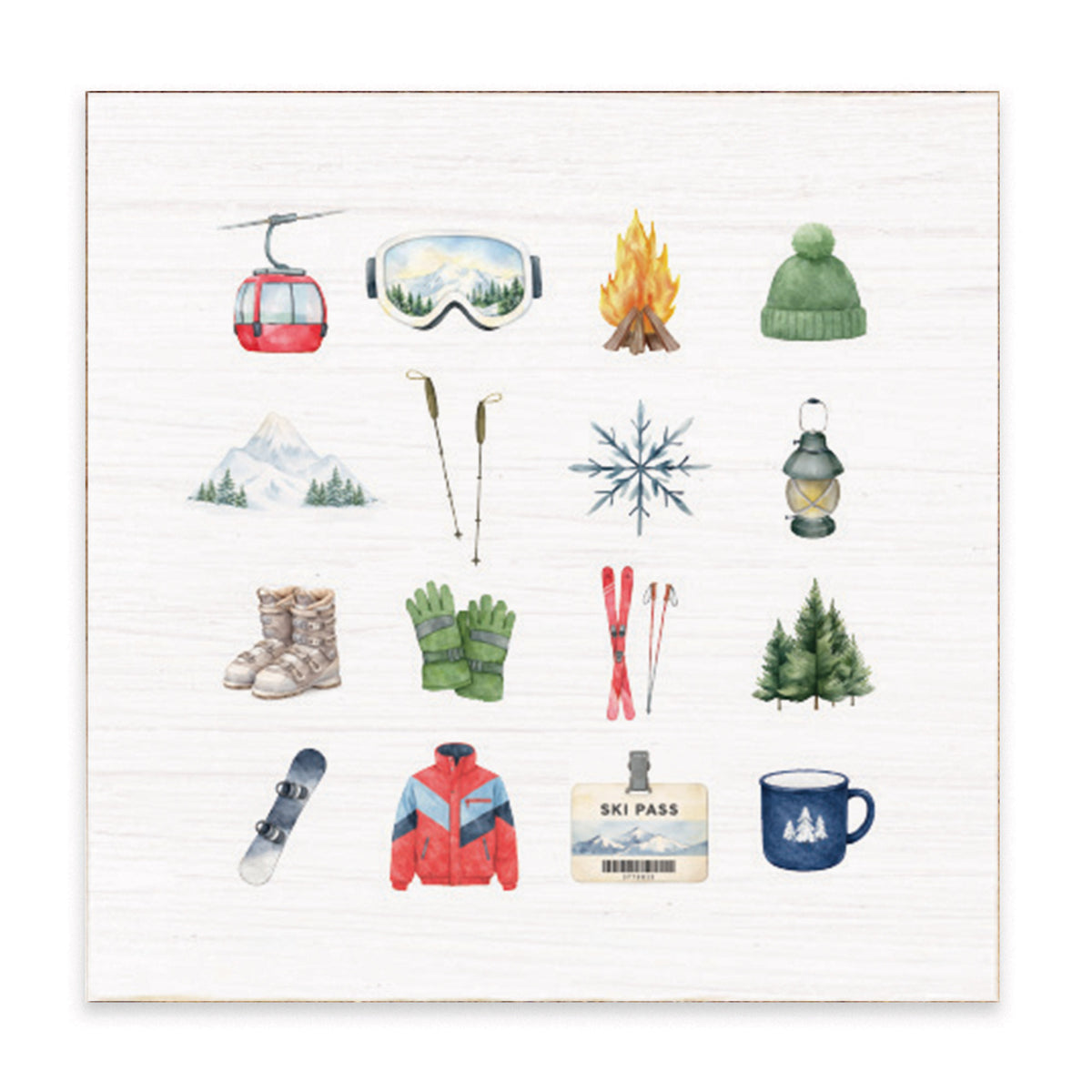Ski Icons Block Sign