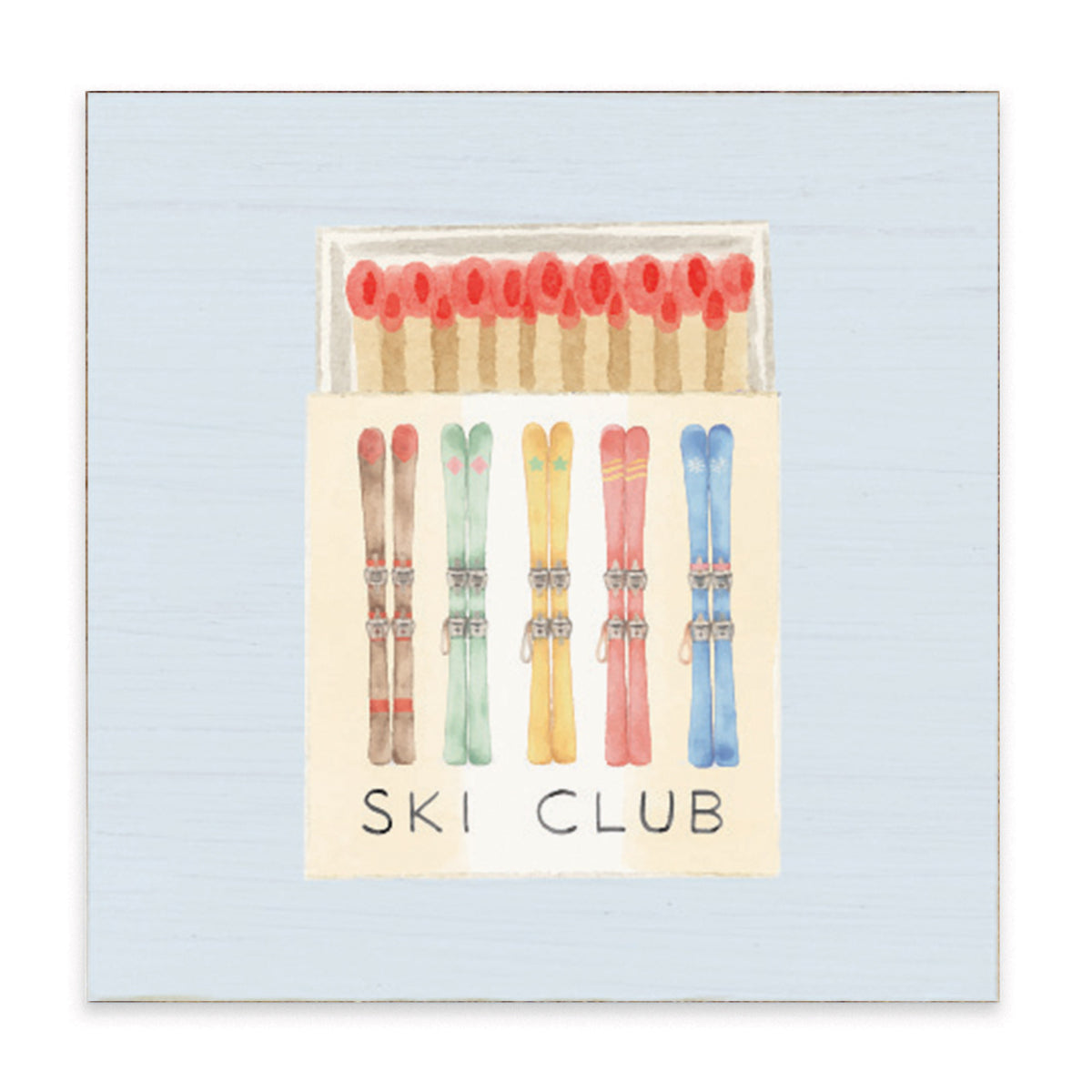 Ski Club Match Box Block Sign