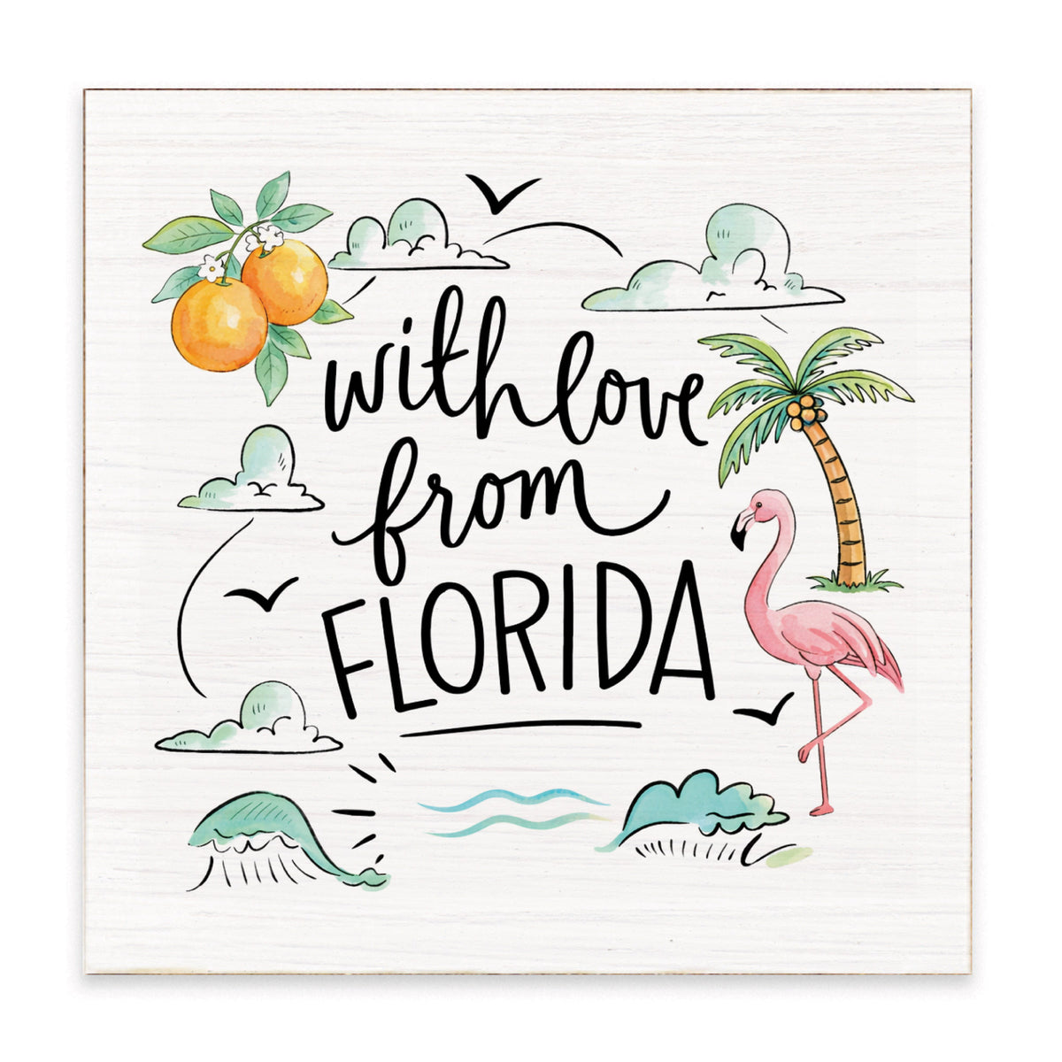 With Love From Florida Icons Block Sign