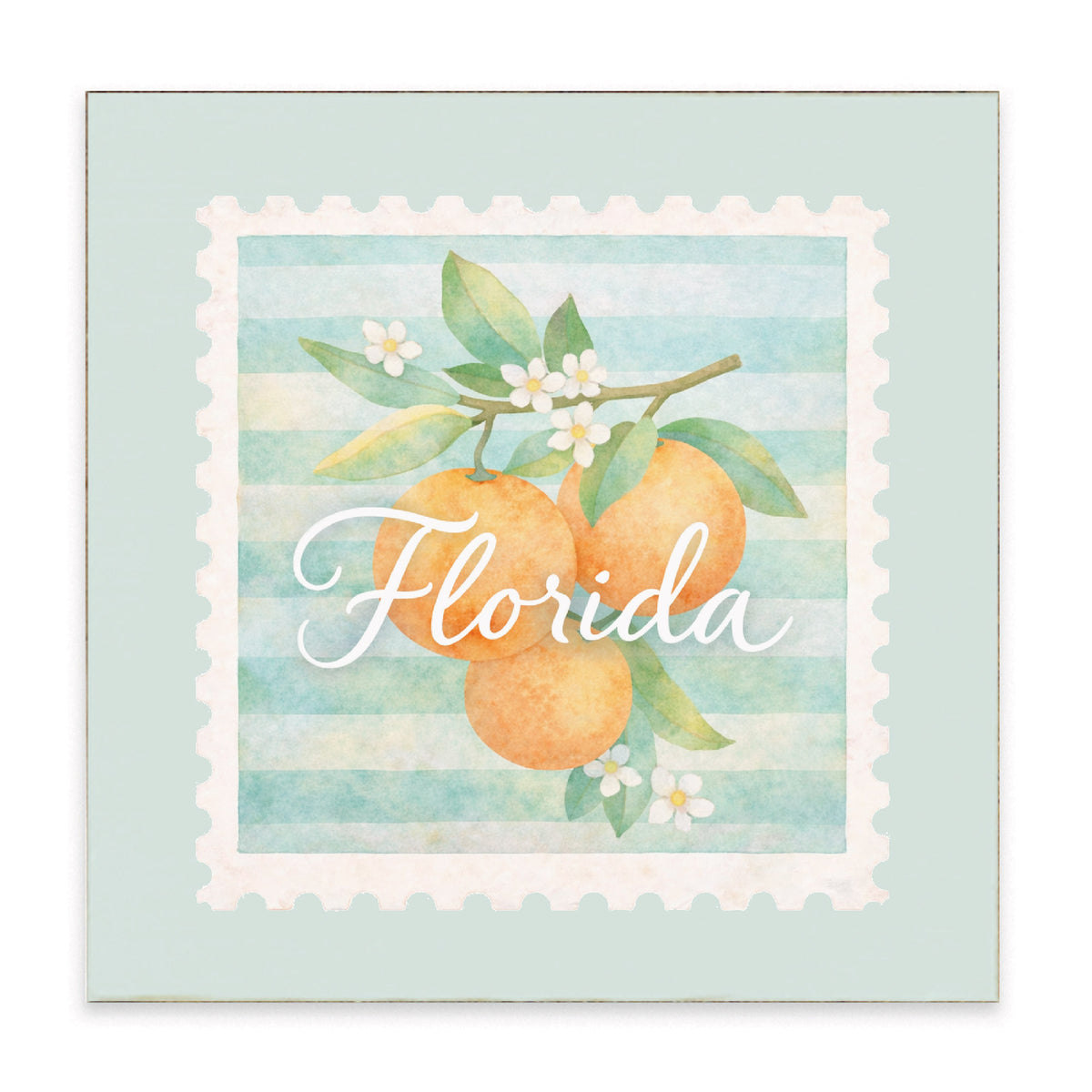 Florida Oranges Stamp Block Sign