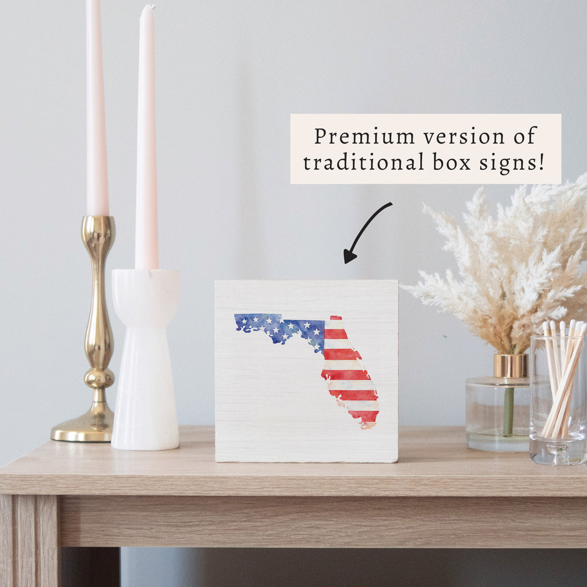 Florida American Flag State Block Sign