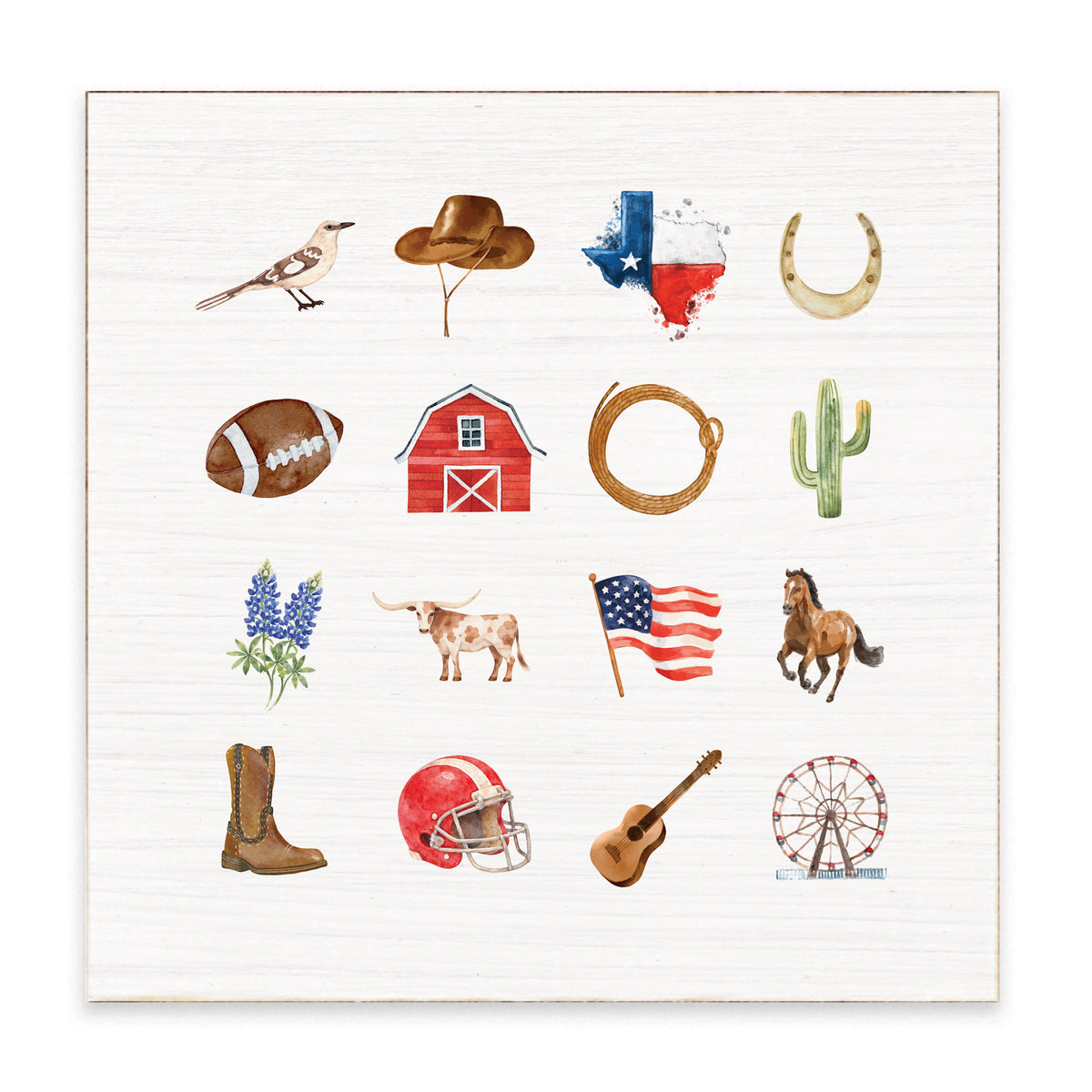 Texas Icons Block Sign
