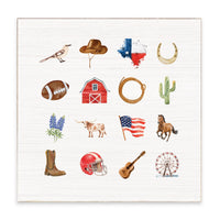 Texas Icons Block Sign