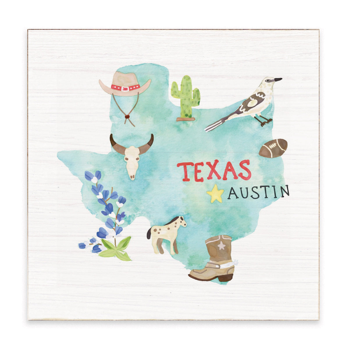 Texas State Icons Block Sign