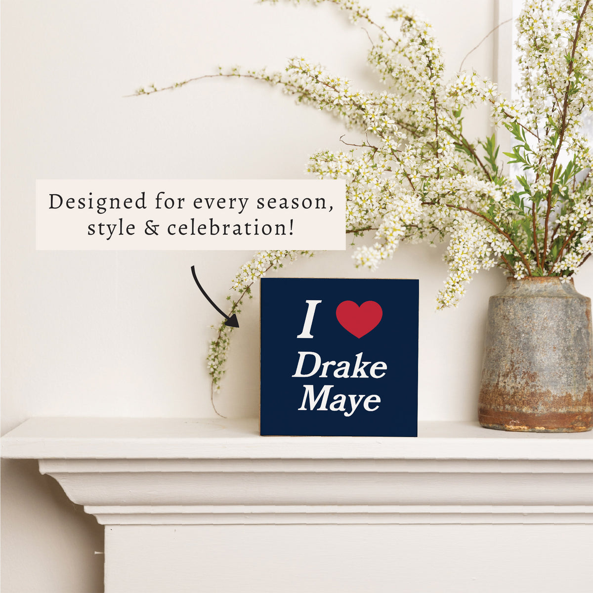 I Love Drake Maye Block Sign