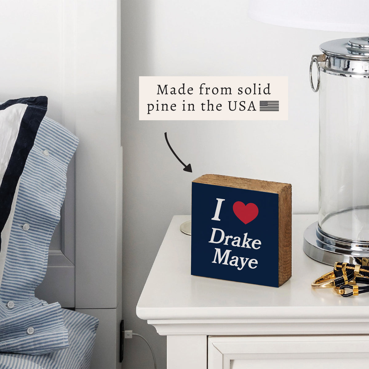 I Love Drake Maye Block Sign