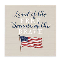 Land of the Free Waving Flag Block Sign