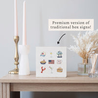 American Summer Icons Block Sign